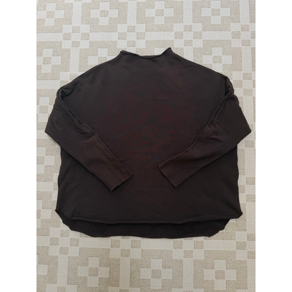 Frank & Eileen Effie Funnel Neck Capelet Sweatshirt Small Coco Brown LAB518TF